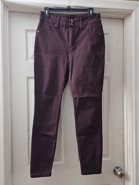 Maurices High-Rise Skinny Pants in Deep Plum Wine Purple Maroon Medium
